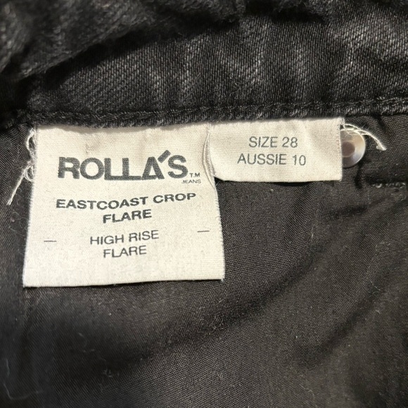 Rolla’s | Eastcoast Crop Flare Washed Black High Rise Denim Jeans Sz 28 - Picture 7 of 11
